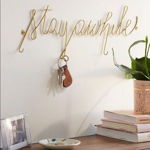 Stay Awhile Metal Sign and Hook